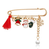 Christmas Tree Tassel Pearl Santa Claus Moon Elk Snowman Bells Gloves Snowflake Pendant 2022 Xmas Brooch Pins New Year Gifts daiiibabyyy