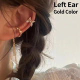 17KM Korean Asymmetrical Rhinestone Butterfly Drop Earrings For Women Girls Trendy Fashion Pearl Chain Earrings Jewelry Gifts daiiibabyyy
