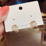 New Stylish Crystal Christmas Elk Stud Earrings For Women Fashion Zircon Deer Earring Girl New Year Party Jewelry Christmas Gift daiiibabyyy
