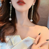 2021 Trendy Elegant Simulated Pearl Stud Earrings Fashion Long Statement Drop Earrings for Womenn Wedding Female Jewelry daiiibabyyy