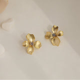 Fashion Matt Metal Flower Stud Earrings Cold Wind Temperament Simple Trendy Statement Earrings for Girls Gift Jewelry daiiibabyyy