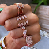 Daiiibabyyy Tear Drop Cubic Zirconia CZ Ring For Women Triple Three Layer Full Finger Jewelry High Quality