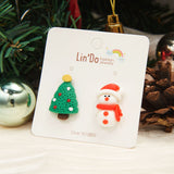 New Creative Asymmetric Christmas Elk Earrings Cute Santa Claus Snowman Tree Xmas Deer Bell Earrings Party Jewelry Gifts 2022 daiiibabyyy