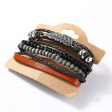Vintage Black Leather Bracelets For Men Fashion Hollow Triangle Leather Bracelet & Bangles Multilayer Wide Wrap Jewelry 2022 daiiibabyyy