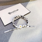 Daiiibabyyy New Handmade Braided Hemp Rope Bracelet Adjustable Daisies Printed Black And White Color Wristband For Women Fashion Jewelry