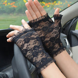 New Fingerless Women Sexy Lace Gloves Ladies Half Finger Fishnet Gloves Mesh Mitten Sun Protection Driving Black Guantes