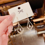 Fashion Crystal Butterfly Clip On Earring Pearl Bead Ear Cuff Long Tassels Charm Hollow Earrings For Women Clip Jewelry Gifts daiiibabyyy