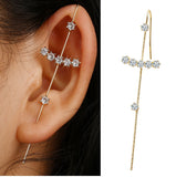 New Ear Needle Wrap Crawler Hook Earrings for Women Surround Auricle Diagonal Stud Copper Inlaid Zircon Piercing Earrings /1 Pc daiiibabyyy