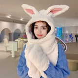 Winter women Riding Fashion Cute Warm Hat Women Foldable Rabbit Ears Small Wool Hat Scarf One Set Ski Warm Windproof Hat  Adult daiiibabyyy