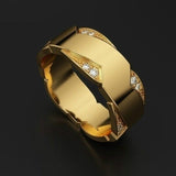 Elegant Classic Business 18K Gold Filling Inlaid with White Zircon Men's Punk Ring Engagement Wedding Anniversary Jewelry daiiibabyyy