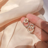 Stud Earrings Double Ring Gold Earrings for Women Resin Zircon  Korean Earrings  Wholesale Trendy Jewelry Wendding daiiibabyyy