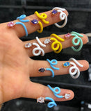 8 Colors Wrapped The Wire Band Colorful Single Tear Drop Marquise Stone Open Adjusted Ring For Women