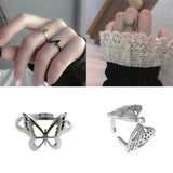 Open Adjustable Punk Ring Girls Stylish Vintage Harajuku Gothic Rings All-match Style Korean Retro Pretty Hollow Butterfly Rings daiiibabyyy