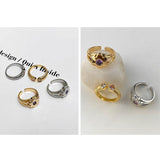Daiiibabyyy New Ins Vintage Style Flower Chic Women Zircon Open Ring Trend Simple Retro Lovely Metal Floral Adjust Ring Fashion Jewelry Gift