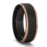 Daiiibabyyy Fashion 8mm Black Brushed Men Stainless Steel Ring Double Groove Beveled Zircon Stone Rings For Men Trendy Wedding Band Jewelry