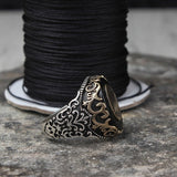 Classic Retro Silver Gold Color Men's Handmade Inlaid Black Zircon Punk Rings for Men Carved Pattern Gothic Ring Jewelry daiiibabyyy