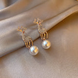 New Stylish Crystal Christmas Elk Stud Earrings For Women Fashion Zircon Deer Earring Girl New Year Party Jewelry Christmas Gift daiiibabyyy