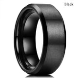 Daiiibabyyy Fashion 8mm Black Brushed Men Stainless Steel Ring Double Groove Beveled Zircon Stone Rings For Men Trendy Wedding Band Jewelry