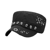 Europe  America Punk  Skull Rivet Full Closure Military Hats Spring Autumn Brand Snapback Cotton Hats For Men Fashion Army Cap
