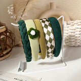 Green~The new olive greenplaid headband is simpleand versatile showing white hair accessories large leather large intestine ring daiiibabyyy