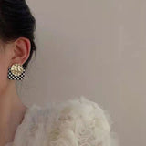 17KM Trendy Geometric Checkerboard Ball Shape Earrings For Women Fashion Colorful Lattice Drop Earrings 2022 Trend Jewelry daiiibabyyy