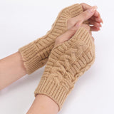Women Half Finger Knitting Gloves for Woman Winter Soft Warm Knitting Arm Work Glove Soft Warm Mittens Fingerless Girl Gloves daiiibabyyy