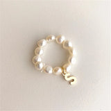 HUANZHI  New Trendy Freshwater Pearls Simple Round Geometric Adjustable Rings for Women Girls Party Jewelry Gifts daiiibabyyy