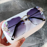 Daiiibabyyy Sunglasses women  new fashon Vinage Sqaure luxury glasses Rimless rhinesotne sunglasses Shades For Women Summer oculos