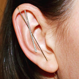 New Ear Needle Wrap Crawler Hook Earrings for Women Surround Auricle Diagonal Stud Copper Inlaid Zircon Piercing Earrings /1 Pc daiiibabyyy