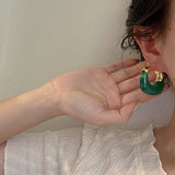 AENSOA Trendy Hyperbole Transparent Resin Geometric U Shape Golden Copper Earrings for Women Punk Clear Green Acrylic Earrings daiiibabyyy