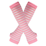 Winter Warm Wrist Elbow Gloves Striped Long Fingerless Gloves Arm Warmer Knitted Elbow Mittens Anime Gloves Cosplay Accessories daiiibabyyy
