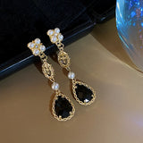 New Bohemian Vintage Crystals Dangle Drop Earrings Hanging Pearls Fine Rhinestone Jewelry Accessories For Women କାନଫୁଲ daiiibabyyy