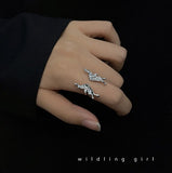 Korean Fashion Silver Color Geometric Butterfly Exaggerate Rings Retro Trendy Open Forefinger Rings For Women Girls Trinkets daiiibabyyy