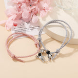 2pcs Star Moon Magnetic Couple Bracelet Set for Men Women Trendy Handmade Rope Chain Friendship Bracelet Adjustable Jewelry daiiibabyyy