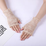 New Fingerless Women Sexy Lace Gloves Ladies Half Finger Fishnet Gloves Mesh Mitten Sun Protection Driving Black Guantes daiiibabyyy