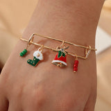 New Trendy Christmas Gift Socks Xmas Tree Snowflake Pendant Charm Double Layer Christmas Bracelet For Women Girl Fashion Jewelry daiiibabyyy