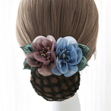 Korean Fashion Ribbon Flower Hairgrips Crystal Headband Crochet Bun Net Snood Bow Hair Clips for Women wedding Hair Accessorie daiiibabyyy