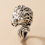 Vintage Antique Silver Color Lion Head Rings for Women Retro Fashion Exaggerate Animal Forefinger Ring Exquisite Jewelry Ladies daiiibabyyy