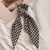 2022 Houndstooth Bow Streamers Hair Ring Ribbon Girl Hair Bands Scrunchies Ponytail Hair Bows Girl Holder Rope Hair Accessories daiiibabyyy
