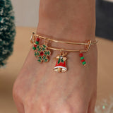 New Trendy Christmas Gift Socks Xmas Tree Snowflake Pendant Charm Double Layer Christmas Bracelet For Women Girl Fashion Jewelry daiiibabyyy
