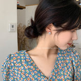 Daiiibabyyy Korean Fashion Female Luxury Crystal Zirconia Earrings Vintage Stone Jewelry Simple Small Stud Earrings For Women Girl Gifts