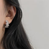 FFLACELL Fashion Luxury Metal Inlaid Zircon Open Ring Earrings Set For Women Girls Personality Trend All-match Party Jewelry daiiibabyyy