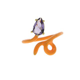 8 Colors Wrapped The Wire Band Colorful Single Tear Drop Marquise Stone Open Adjusted Ring For Women