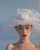 Daiiibabyyy Sun Hat Organza Ladies Yellow Flower Elegant Church Hats Women Summer Spring Stylish Lightweight Hawaiian Beach Hat