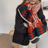 Women's Scarf Winter Christmas Scarf Female Autumn and Winter Korean Version of Wool Knitting Thick Warmth All-match Red Scarf daiiibabyyy