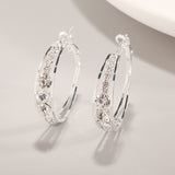 Exquisite Fashion Female Jewelry Silver and Gold Filling White Zircon Crystal Hoop Drop Earrings for Women Wedding Earrings daiiibabyyy