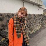 Fashion Women Long Shawl Winter Women Oil Painting Scarf British Retro Plaid Cashmere Scarf Warm Luxury Winter Women Scarves daiiibabyyy