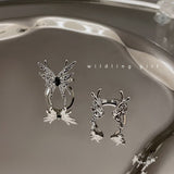 Korean Fashion Silver Color Geometric Butterfly Exaggerate Rings Retro Trendy Open Forefinger Rings For Women Girls Trinkets daiiibabyyy