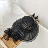 Daiiibabyyy Sun Hat Organza Ladies Yellow Flower Elegant Church Hats Women Summer Spring Stylish Lightweight Hawaiian Beach Hat