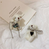 2021 New Korean Cute Bear Heart-shaped Tassel Earrings For Women Girls Simple Fashion Personality All-match Party Jewelry daiiibabyyy